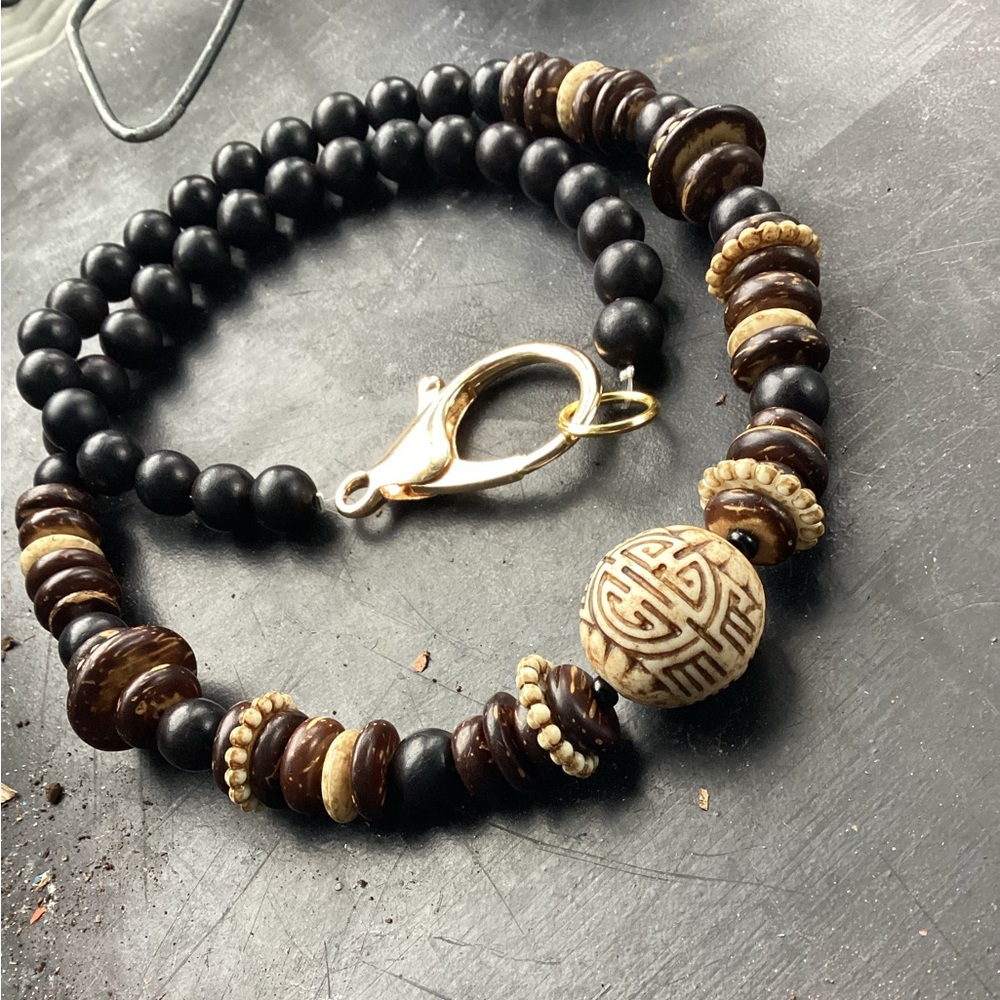 Men’s Ebony N Old World European Beads Necklace